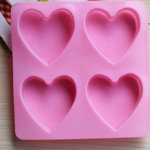 4 cavity heart silicone mould