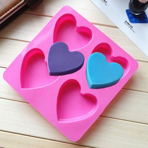 4 cavity heart silicone mould